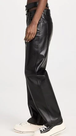 AGOLDE Recycled Leather Broken Waistband Pants -Denim Diva Shop agole3071111759 1668610124164 2 0. UX357 QL90