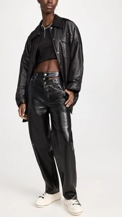 AGOLDE Recycled Leather Broken Waistband Pants -Denim Diva Shop agole3071111759 1668610124363 2 0. UX357 QL90