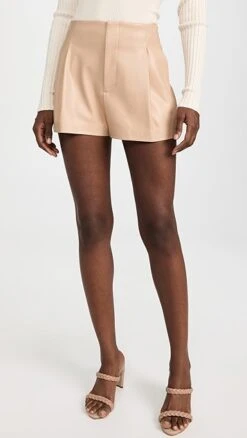 Alice + Olivia Steffie Vegan Leather Paperbag Shorts