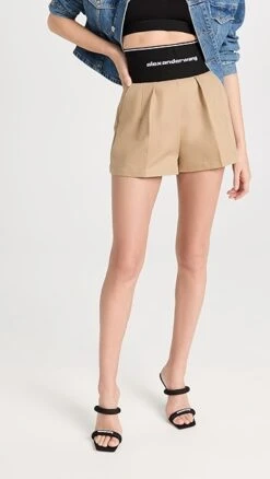 Alexander Wang Safari Shorts With Exposed Zipper And Logo Band