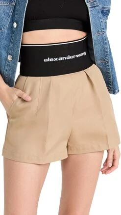 Alexander Wang Safari Shorts With Exposed Zipper And Logo Band -Denim Diva Shop awang4374611307 1657925901870 2 0. UX357 QL90