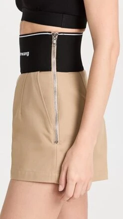 Alexander Wang Safari Shorts With Exposed Zipper And Logo Band -Denim Diva Shop awang4374611307 1657925902000 2 0. UX357 QL90