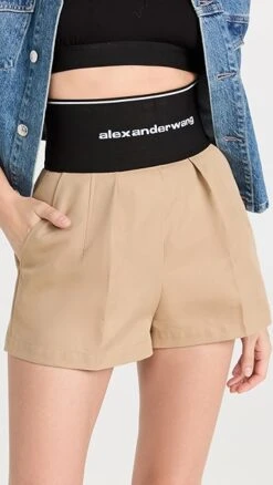 Alexander Wang Safari Shorts With Exposed Zipper And Logo Band -Denim Diva Shop awang4374611307 1657925902084 2 0. UX357 QL90