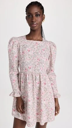 BATSHEVA Square Neck Mini Prairie Dress