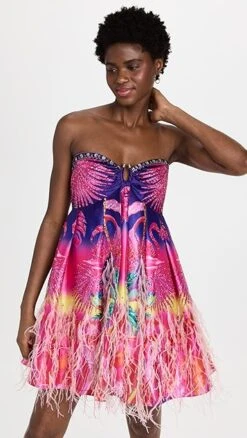 Camilla Strapless Short Feather Dress