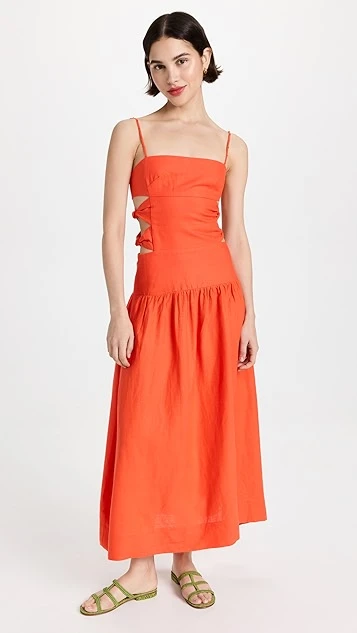 FARM Rio Orange Cut Out Midi Dress 8 FARM Rio Orange Cut Out Midi Dress - Image 6