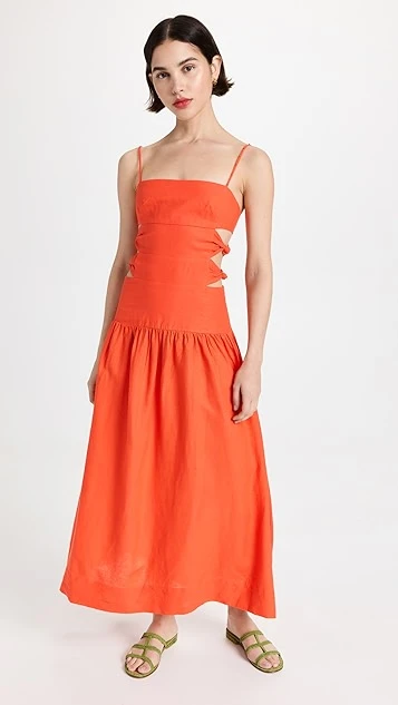 FARM Rio Orange Cut Out Midi Dress 3 FARM Rio Orange Cut Out Midi Dress