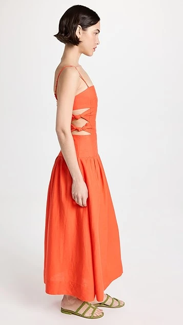 FARM Rio Orange Cut Out Midi Dress 5 FARM Rio Orange Cut Out Midi Dress - Image 3
