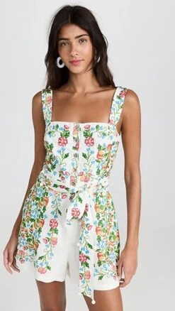 FARM Rio Tropical Romance Off White Romper -Denim Diva Shop farmr306751fe39 1683639884448 2 0. UX357 QL90