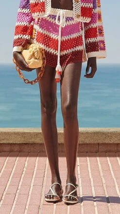 FARM Rio Mixed Crochet Stripes Shorts