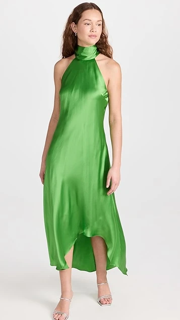 FRAME Draped Neck Tie Halter Dress 6 FRAME Draped Neck Tie Halter Dress - Image 4