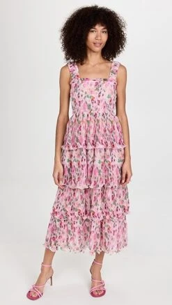 GANNI Pleated Georgette Flounce Smock Midi Dress -Denim Diva Shop ganni3179211262 1668204455037 2 0. UX357 QL90