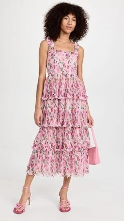 GANNI Pleated Georgette Flounce Smock Midi Dress -Denim Diva Shop ganni3179211262 1668204456441 2 0. UX357 QL90