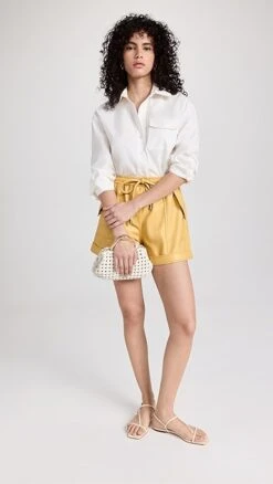 SIMKHAI Doah Faux Leather Drawstring Shorts -Denim Diva Shop jondb3111014fc8 1675101803008 2 0. UX357 QL90
