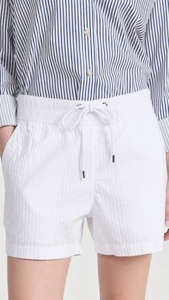 James Perse Self Stripe Cotton Shorts