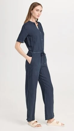 James Perse Collarless Rolled Sleeve Jumpsuit -Denim Diva Shop jpers411631f695 1682607277989 2 0. UX357 QL90