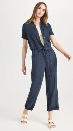 James Perse Collarless Rolled Sleeve Jumpsuit -Denim Diva Shop jpers411631f695 1682607278098 2 0. UX357 QL90