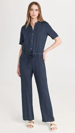 James Perse Collarless Rolled Sleeve Jumpsuit -Denim Diva Shop jpers411631f695 1682607279278 2 0. UX357 QL90