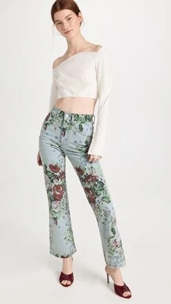Molly Goddard Floral Printed Denim Jeans -Denim Diva Shop mgodd3001127474 1668807747098 2 0. UX357 QL90