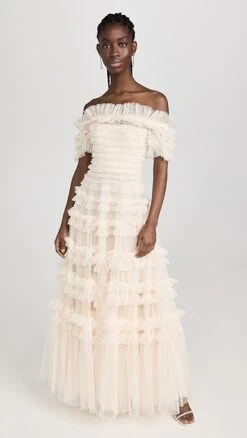 Needle & Thread Lisette Ruffle Off Shoulder Gown -Denim Diva Shop nthre3029112984 1673275121327 2 0. UX357 QL90