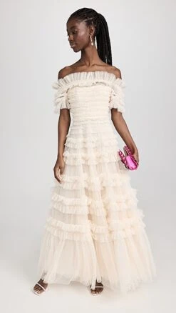 Needle & Thread Lisette Ruffle Off Shoulder Gown -Denim Diva Shop nthre3029112984 1673275121338 2 0. UX357 QL90