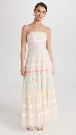 Needle & Thread Rainbow Strapless Gown -Denim Diva Shop nthre3029314b1f 1678123815931 2 0. UX357 QL90