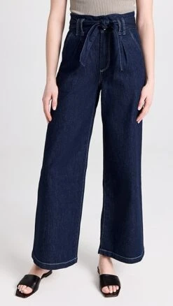 PAIGE Harper Jeans With Flutter Waistband + Self Belt