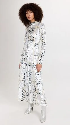 3.1 Phillip Lim Kaleidoscope Crushed Velvet Flare Dress