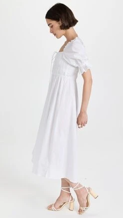 Playa Lucila Smocked Short Sleeve Midi Dress -Denim Diva Shop playa30160102ca 1652819377048 2 0. UX357 QL90