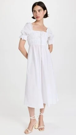 Playa Lucila Smocked Short Sleeve Midi Dress -Denim Diva Shop playa30160102ca 1652819378067 2 0. UX357 QL90