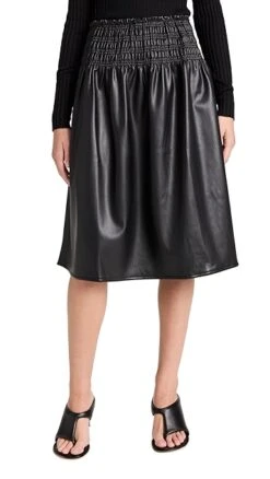 Proenza Schouler White Label Faux Leather Smocked Skirt -Denim Diva Shop pswll302831cd2d 1659710746910 2 0. UX357 QL90