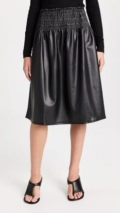 Proenza Schouler White Label Faux Leather Smocked Skirt -Denim Diva Shop pswll302831cd2d 1659710748026 2 0. UX357 QL90