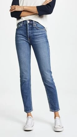 RE/DONE High Rise Comfort Stretch Ankle Crop Jeans
