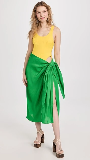 Rosie Assoulin Bodysuit Sarong Dress 4 Rosie Assoulin Bodysuit Sarong Dress - Image 2