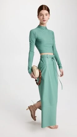 LAPOINTE Stretch Faux Leather Flared Drawstring Midi Skirt 12 LAPOINTE Stretch Faux Leather Flared Drawstring Midi Skirt -Denim Diva Shop sally3017910409 1676052710064 2 0. UX357 QL90