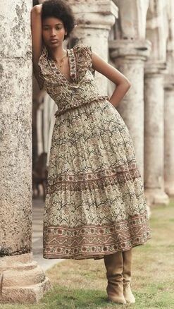 Sea Marlee Print Flutter Sleeve Dress