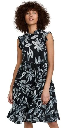 Studio 189 Leaf Silk Ruffle Short Sleeveless Dress -Denim Diva Shop stdon300041ba03 1646430701864 2 0. UX357 QL90