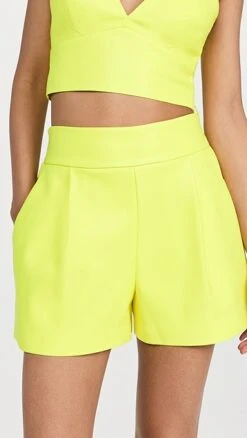 Susana Monaco Faux Leather Pleated Shorts