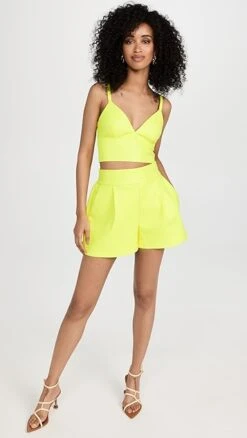 Susana Monaco Faux Leather Pleated Shorts -Denim Diva Shop susan4098023646 1682956099336 2 0. UX357 QL90