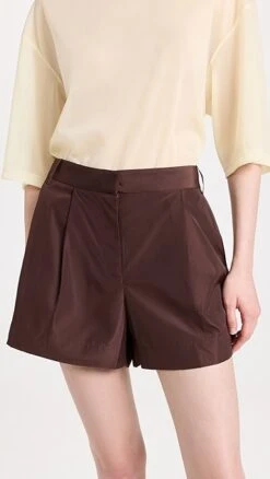 Tibi Italian Sporty Pleated Shorts